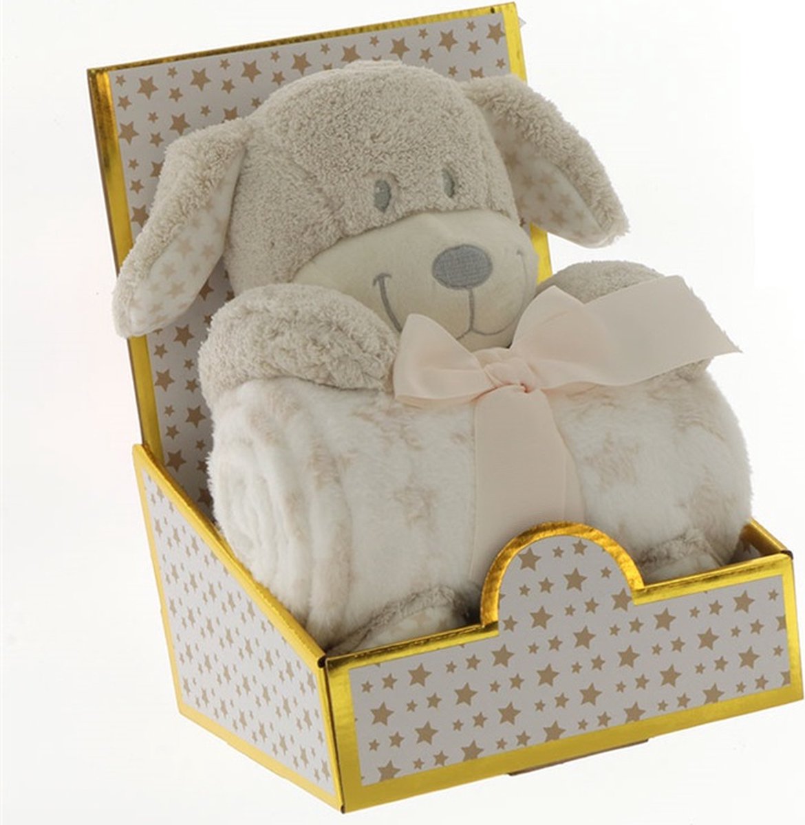 Unique Living | Plush+blanket baby animal 25cm dog